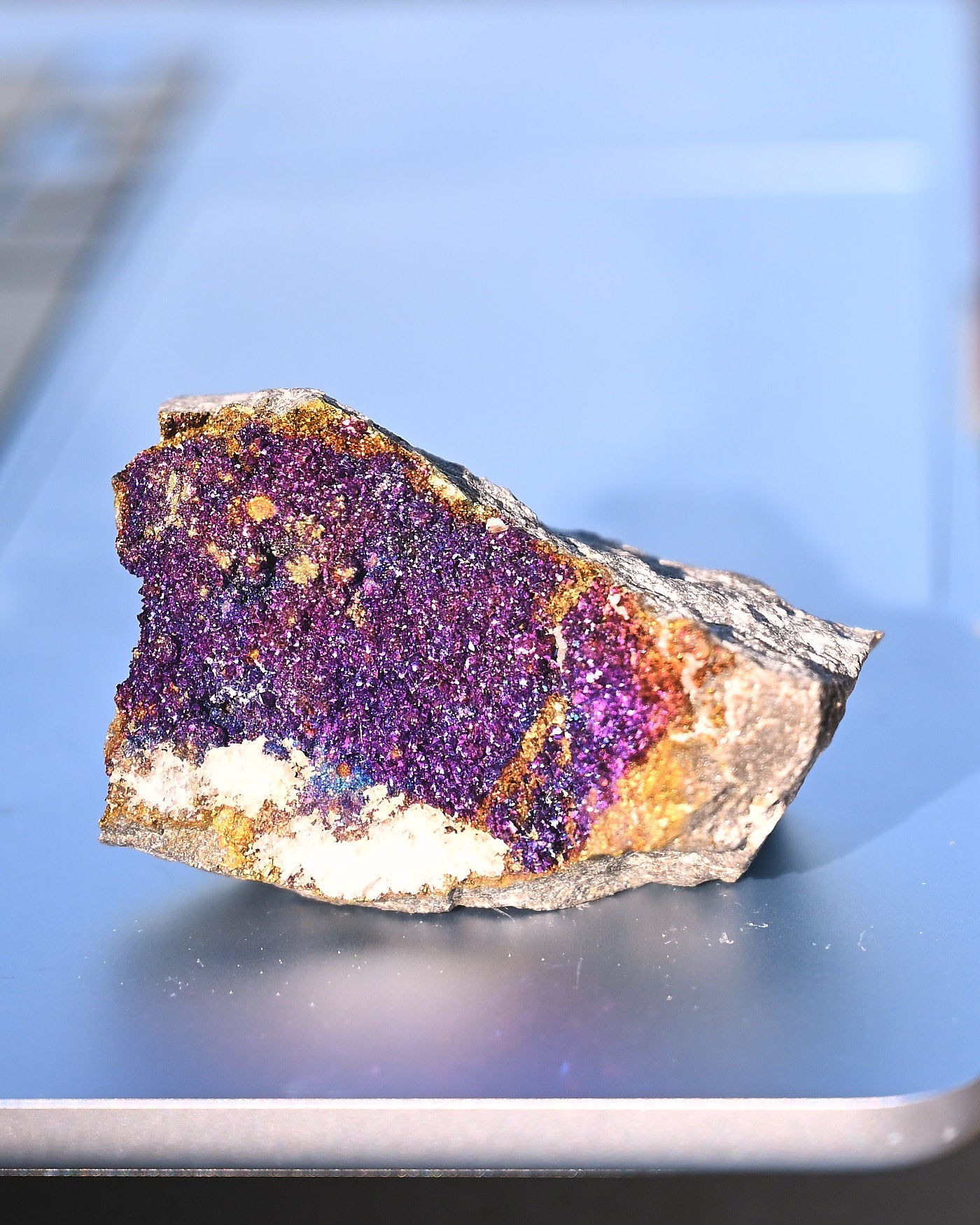 Chalcopyrite on Druzy Quartz Casteel Mine 0.255 lb