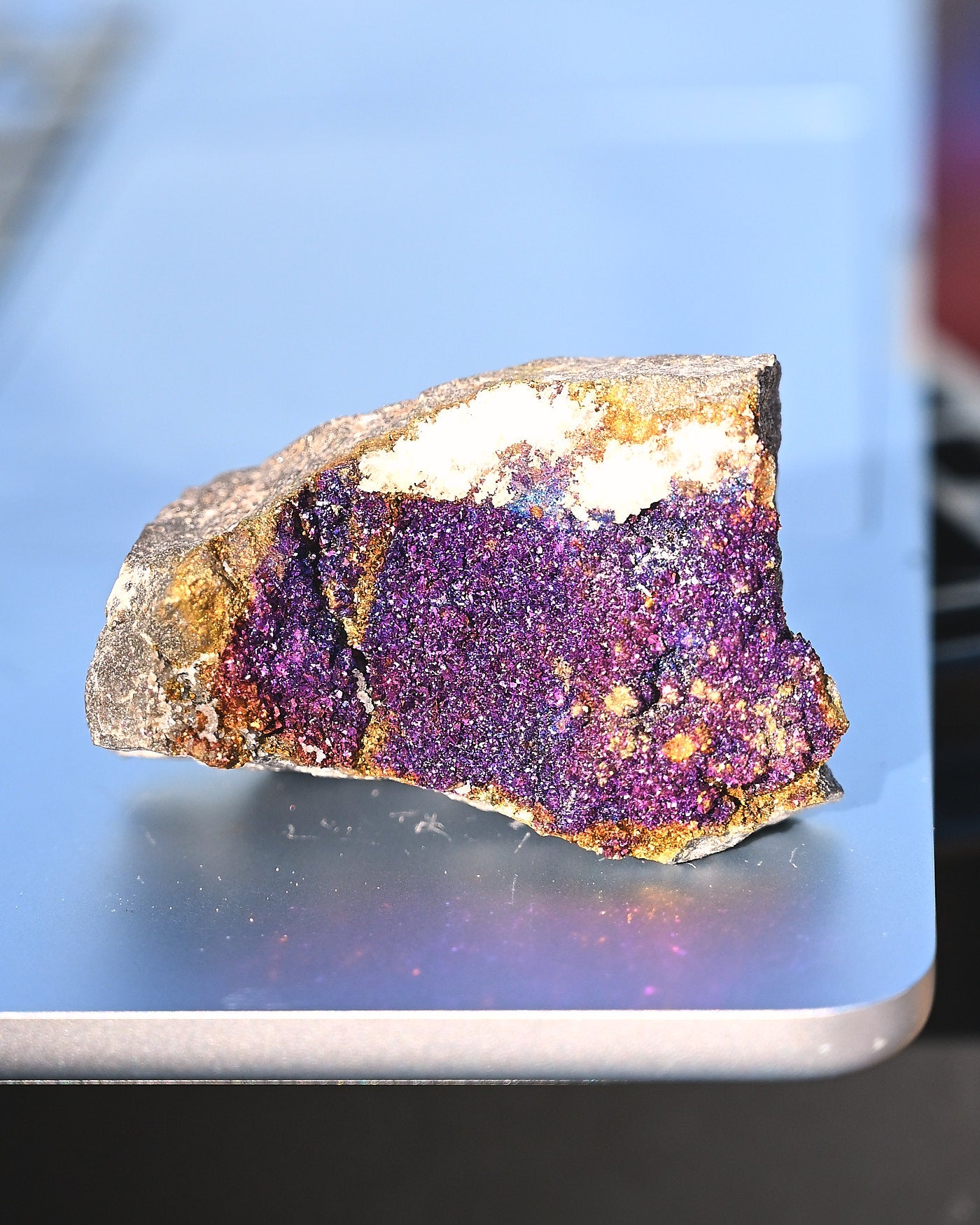 Chalcopyrite on Druzy Quartz Casteel Mine 0.255 lb