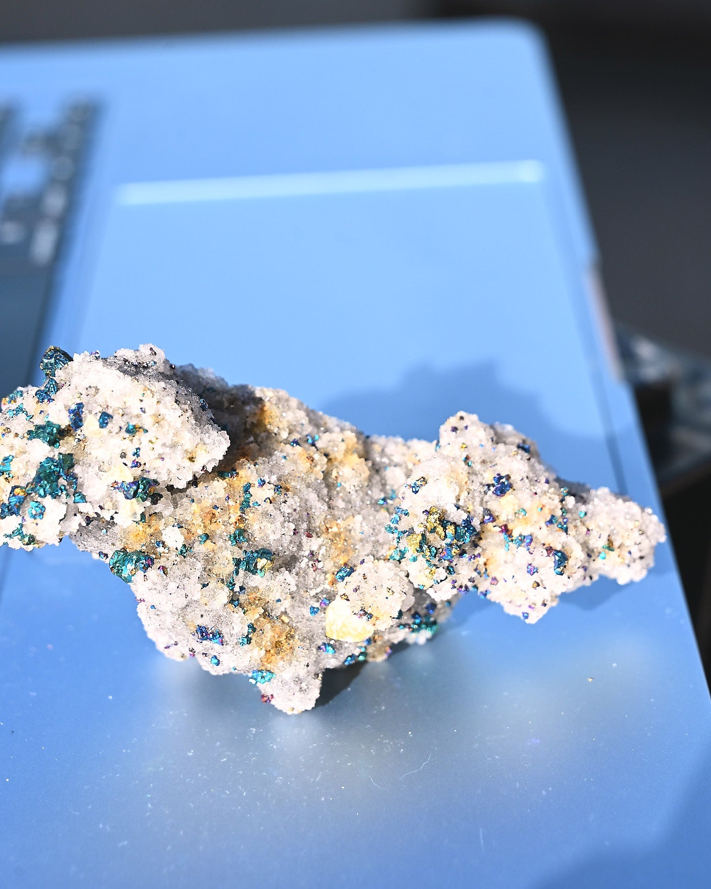 Chalcopyrite on Druzy Quartz Casteel Mine 0.26 lb