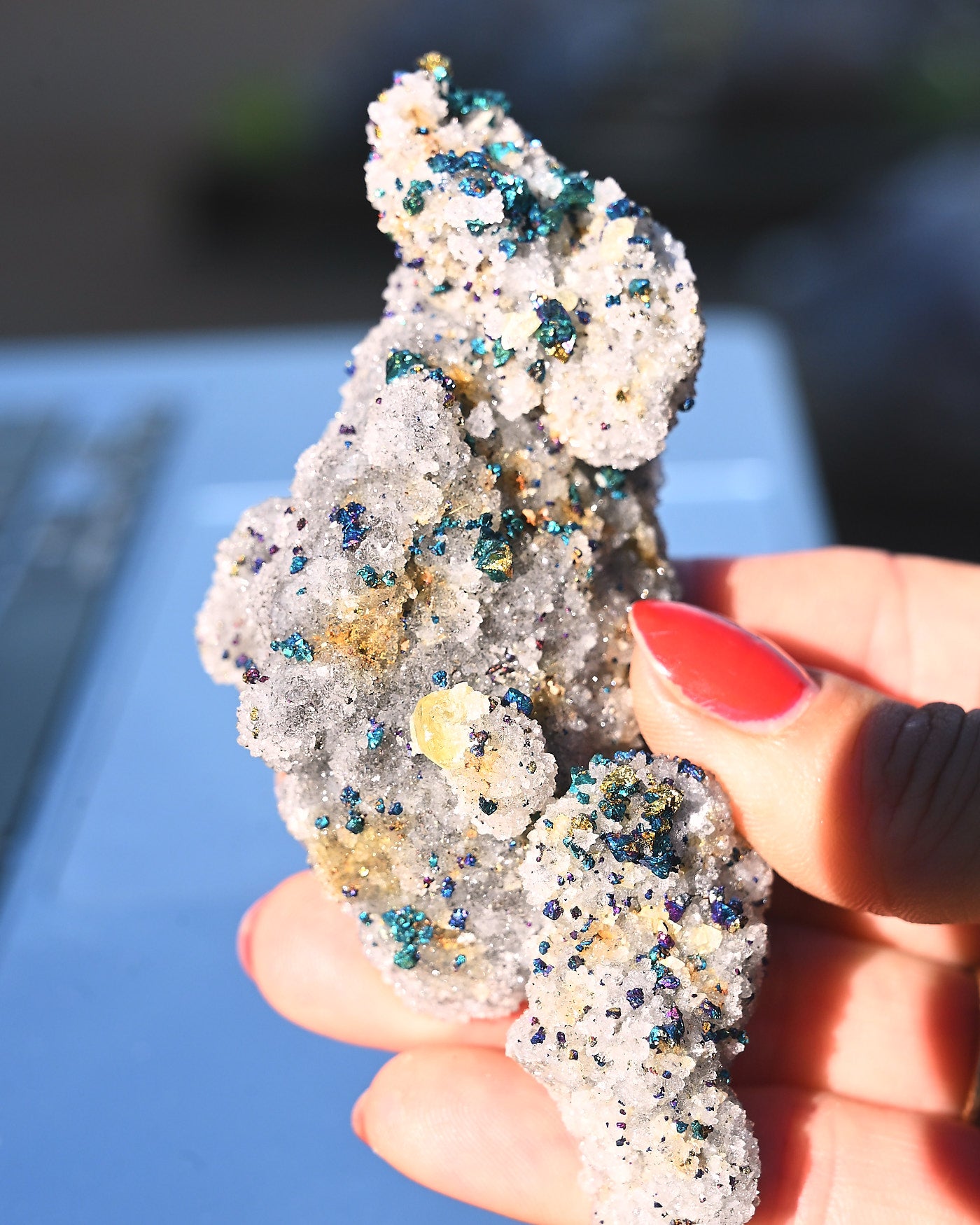 Chalcopyrite on Druzy Quartz Casteel Mine 0.26 lb