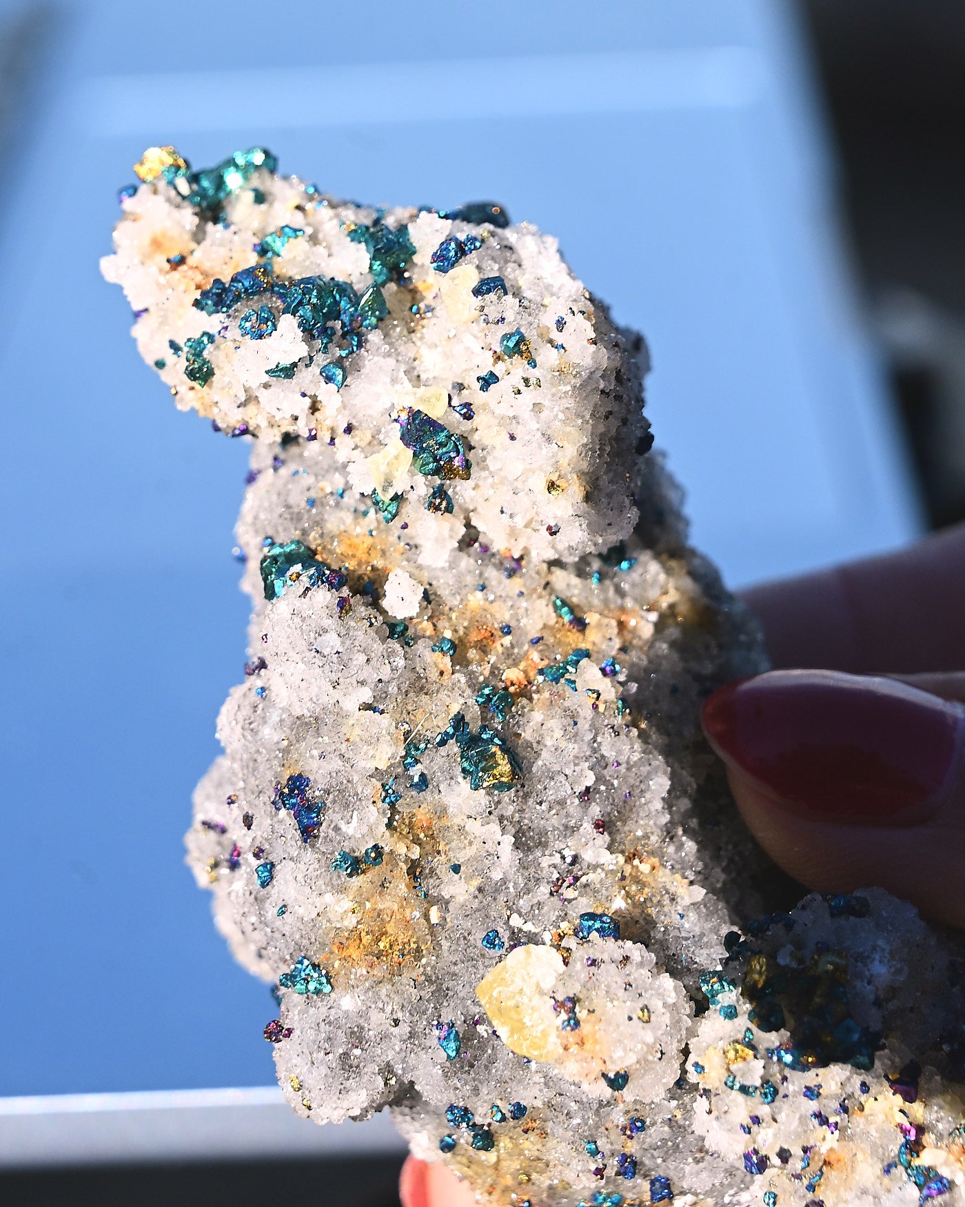 Chalcopyrite on Druzy Quartz Casteel Mine 0.26 lb