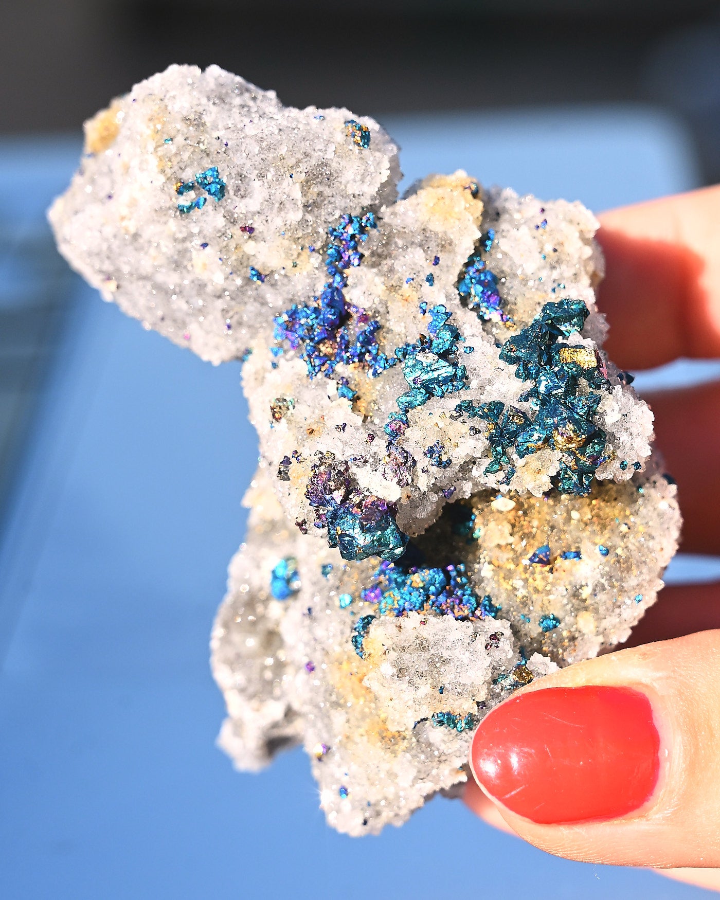 Chalcopyrite on Druzy Quartz Casteel Mine 0.265 lb