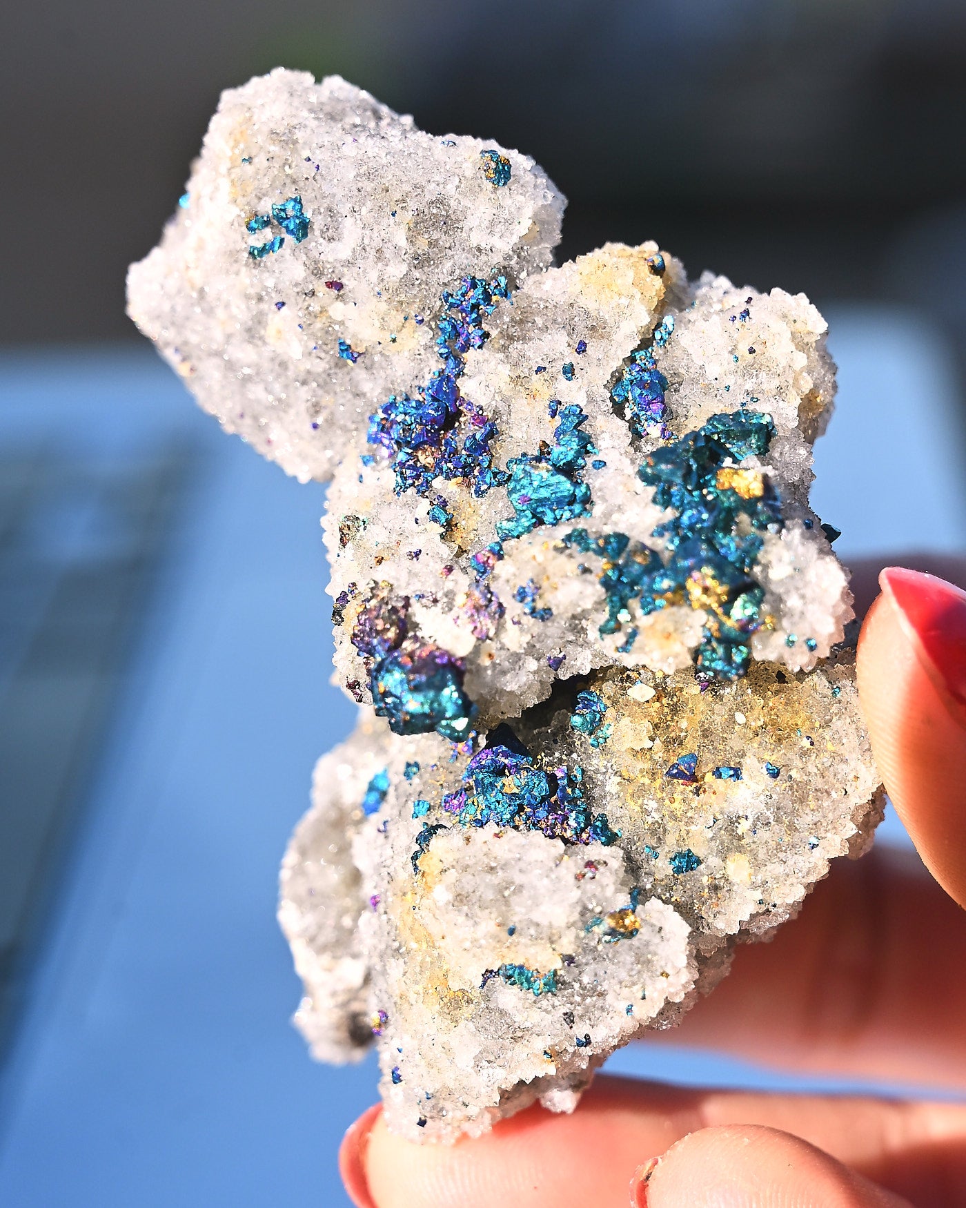 Chalcopyrite on Druzy Quartz Casteel Mine 0.265 lb