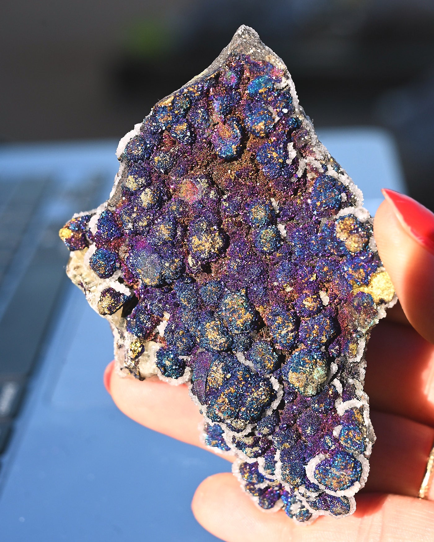 Chalcopyrite on Druzy Quartz Casteel Mine 0.33 lb