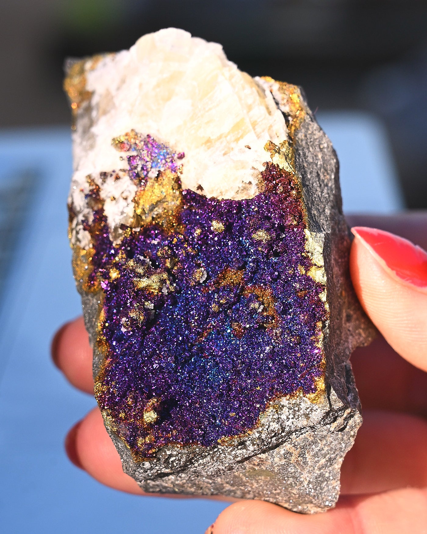 Chalcopyrite on Druzy Quartz Casteel Mine 0.35 lb