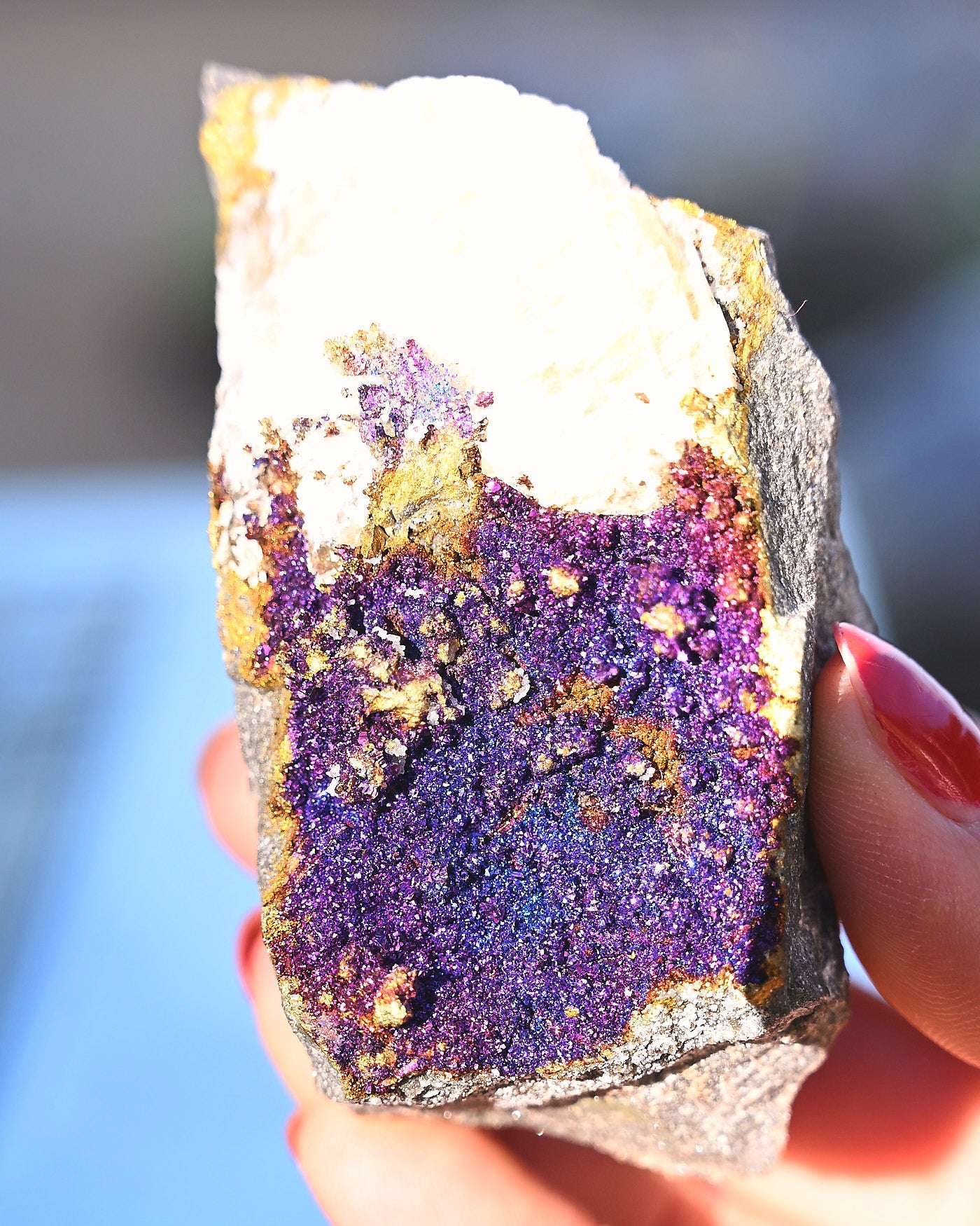 Chalcopyrite on Druzy Quartz Casteel Mine 0.35 lb