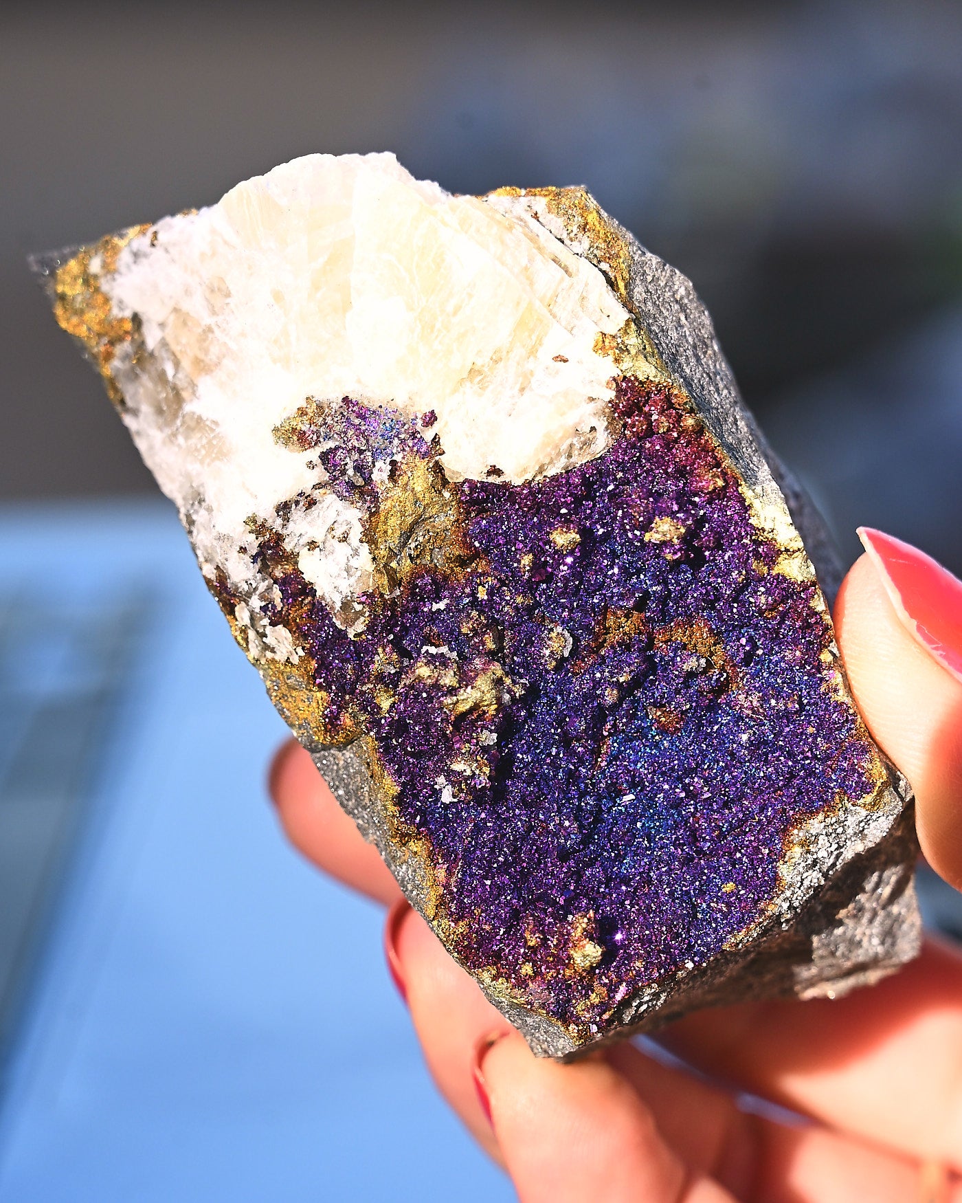 Chalcopyrite on Druzy Quartz Casteel Mine 0.35 lb