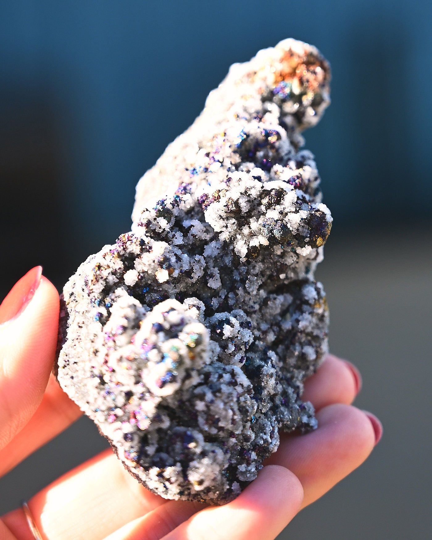 Chalcopyrite on Druzy Quartz Casteel Mine 0.355 lb