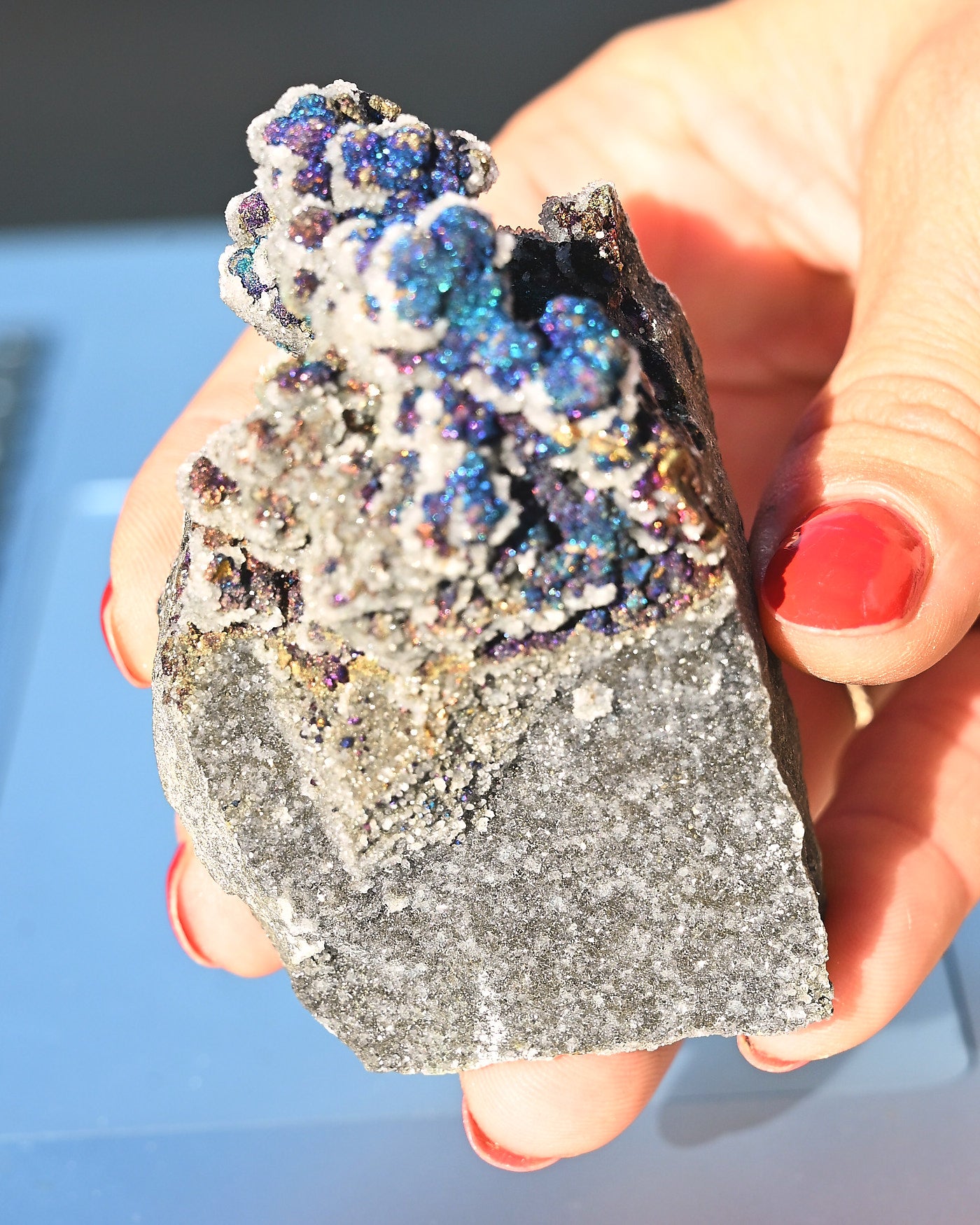 Chalcopyrite on Druzy Quartz Casteel Mine 0.42 lb