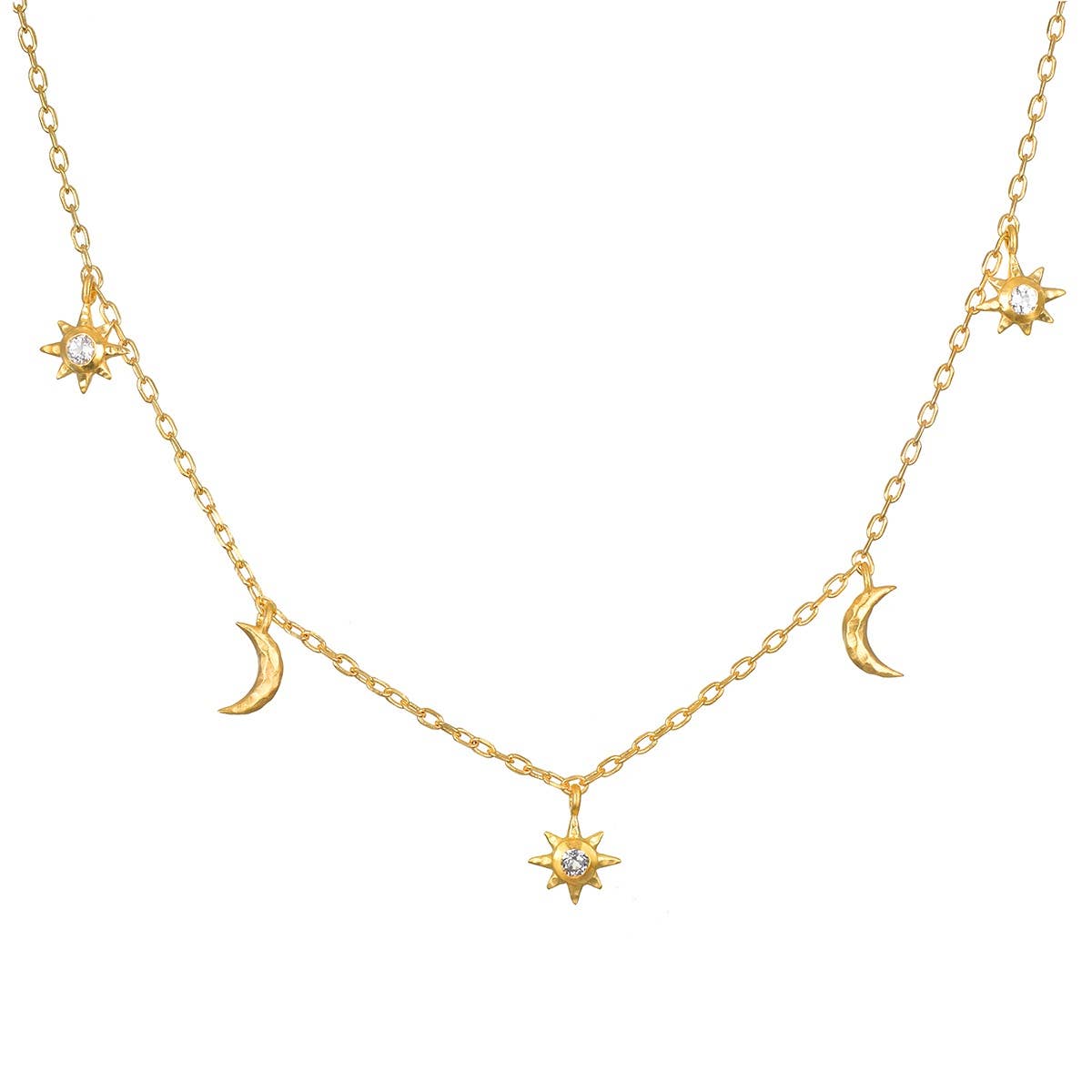 Celestial Choker Necklace Moon Stars 18kt Gold - Crystals.com