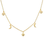 Celestial Choker Necklace Moon Stars 18kt Gold - Crystals.com