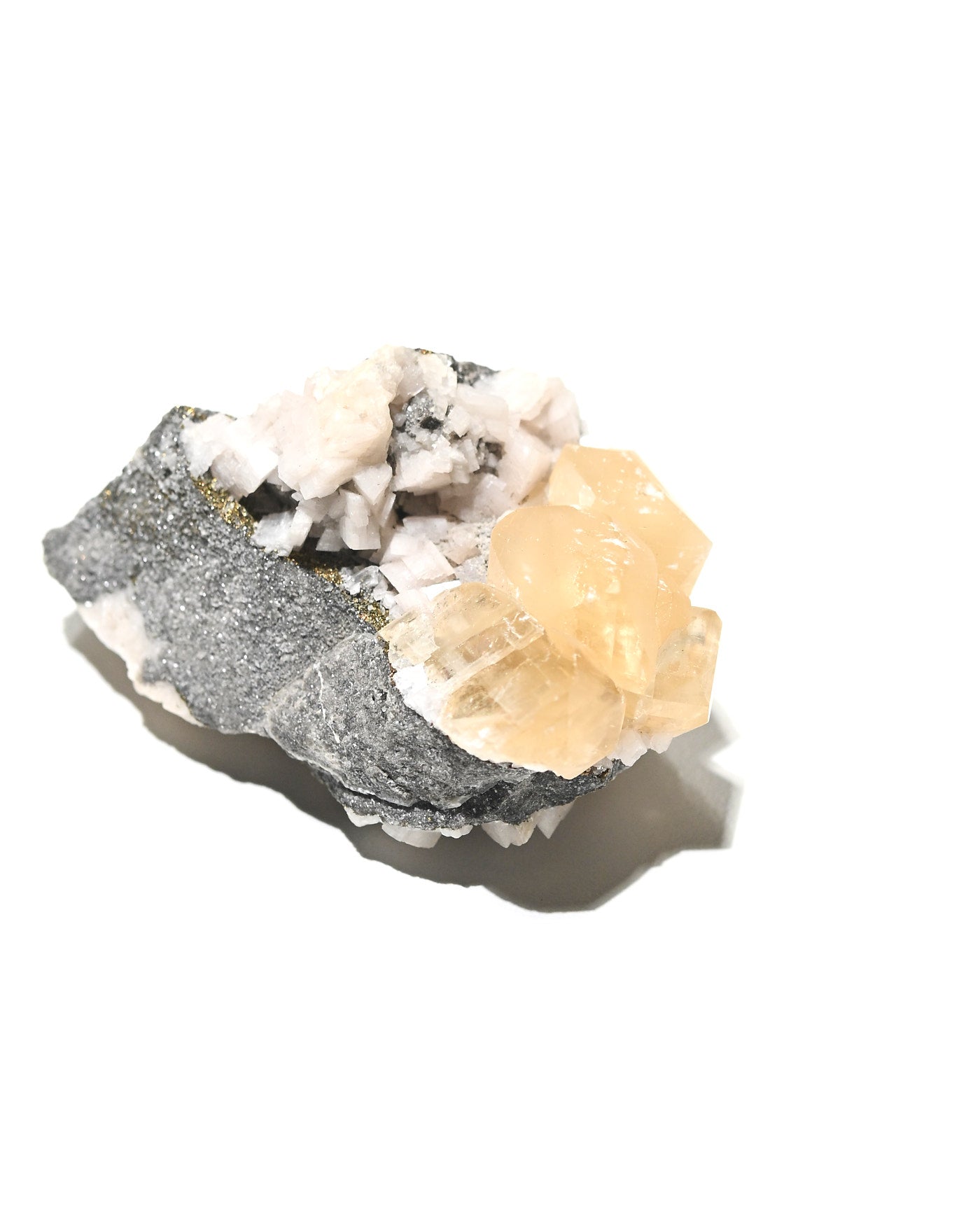 Calcite crystal detail with glassy luster and sharp terminations