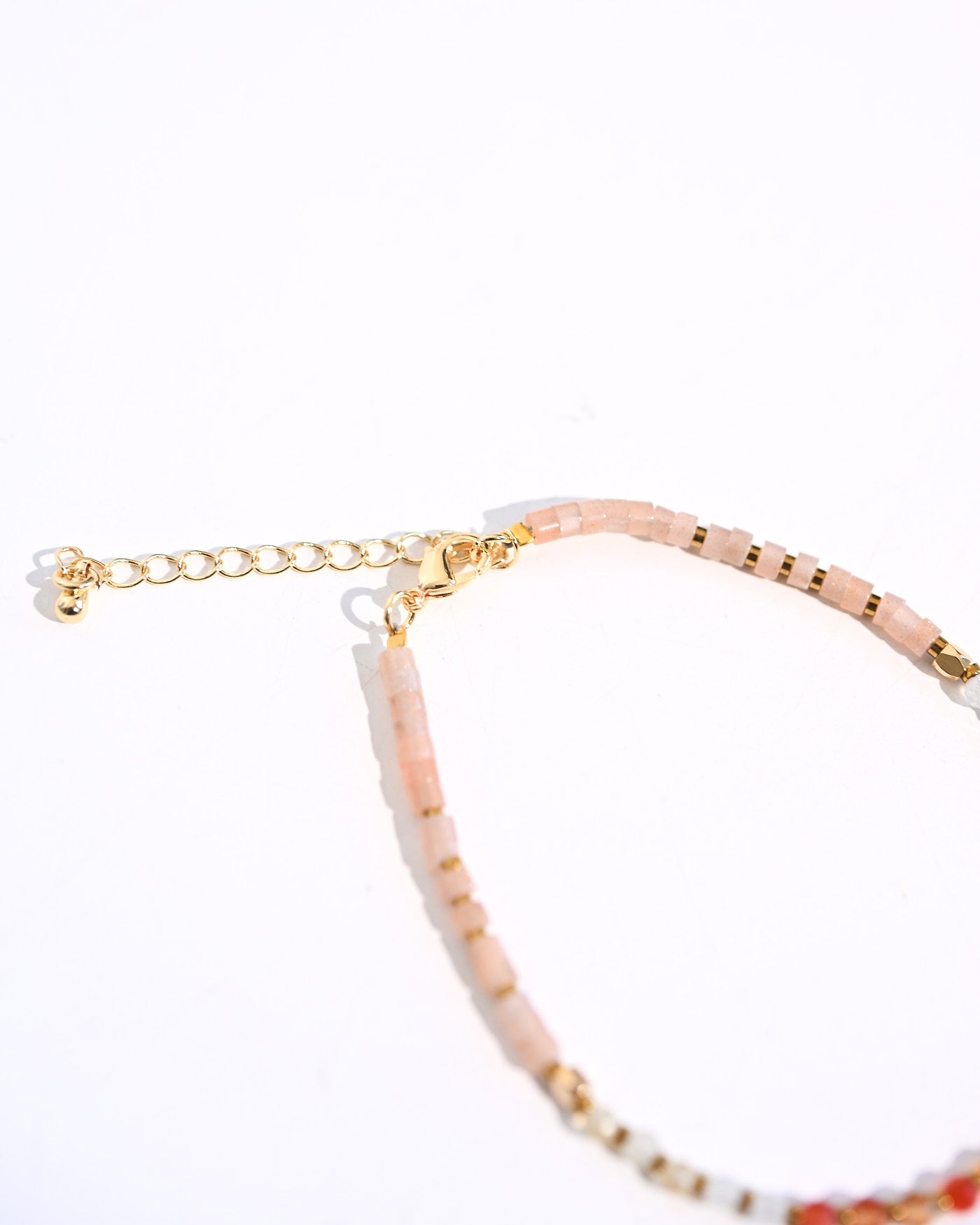 Carnelian and Rose Quartz Bracelet on wrist