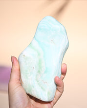Caribbean Calcite Freeform - calcite crystal freeform sculpture in natural light