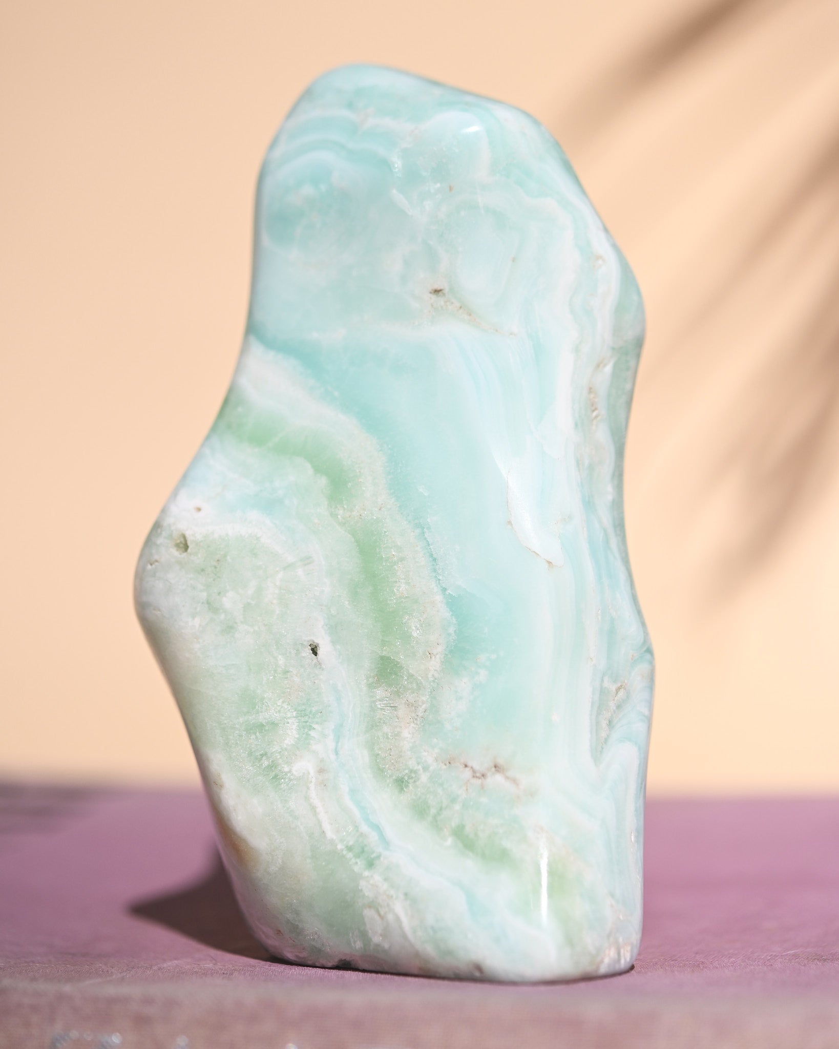 Caribbean Calcite Freeform - calcite crystal freeform sculpture styled in home