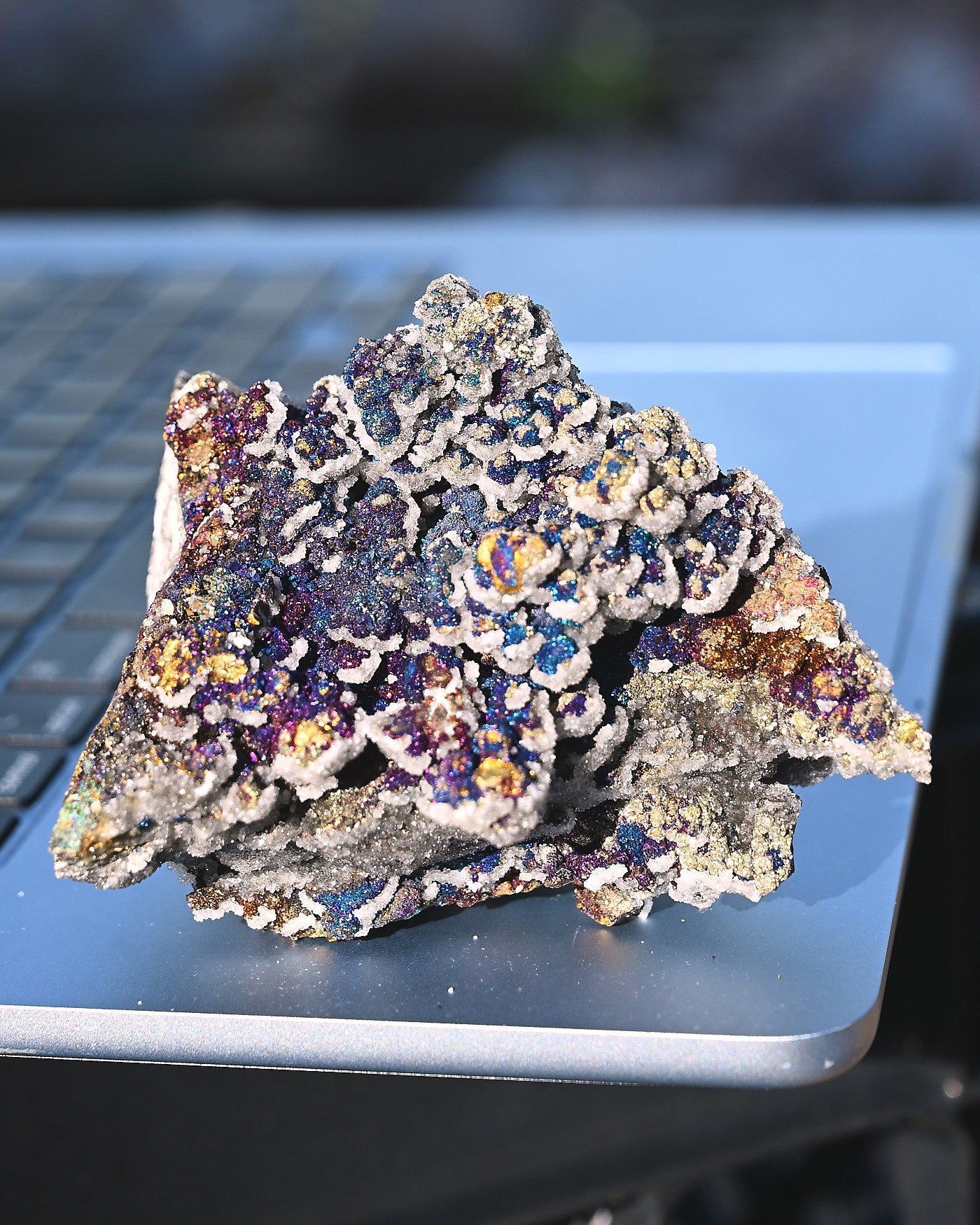 Chalcopyrite on Druzy Quartz Casteel Mine 0.925 lb