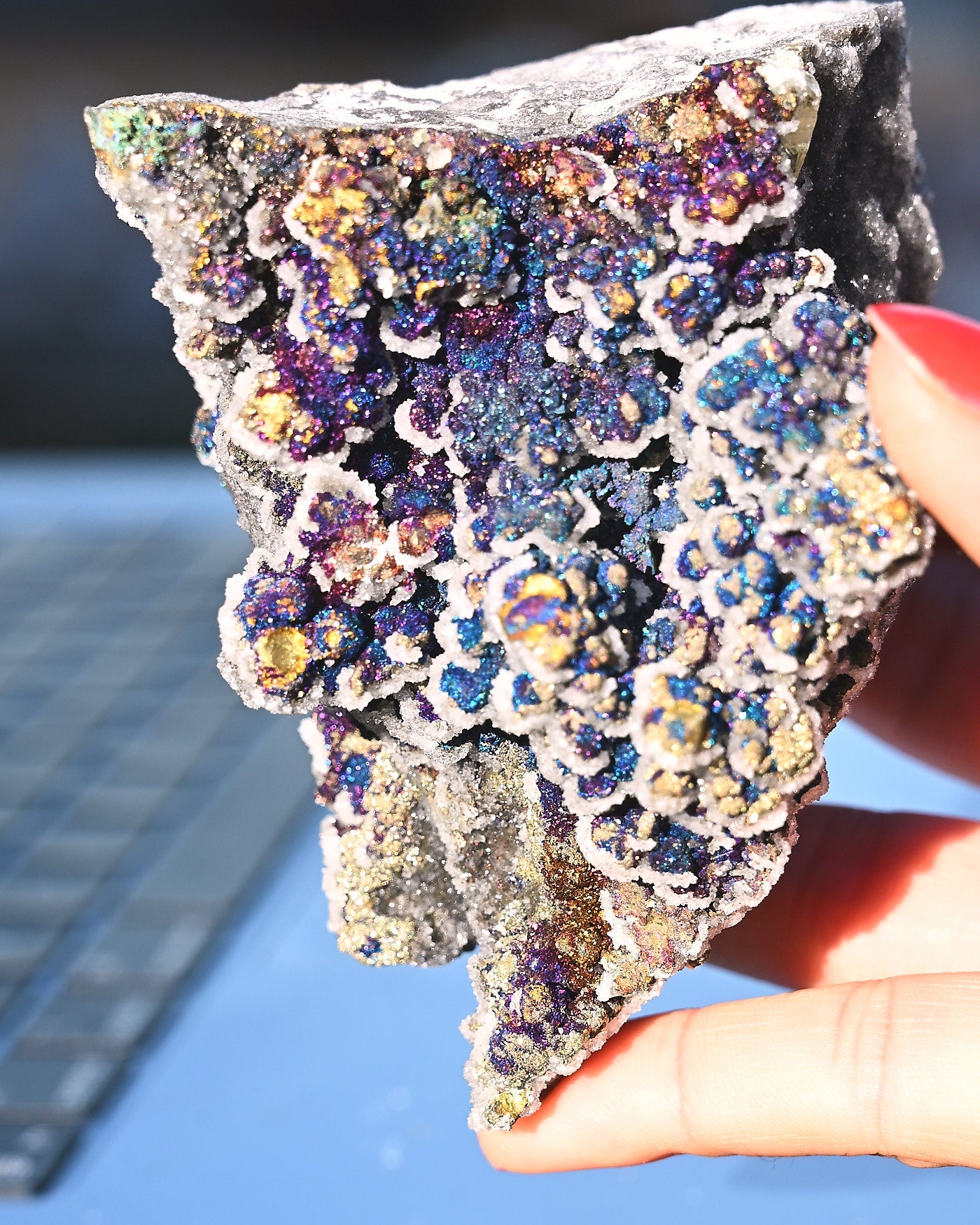 Chalcopyrite on Druzy Quartz Casteel Mine 0.925 lb