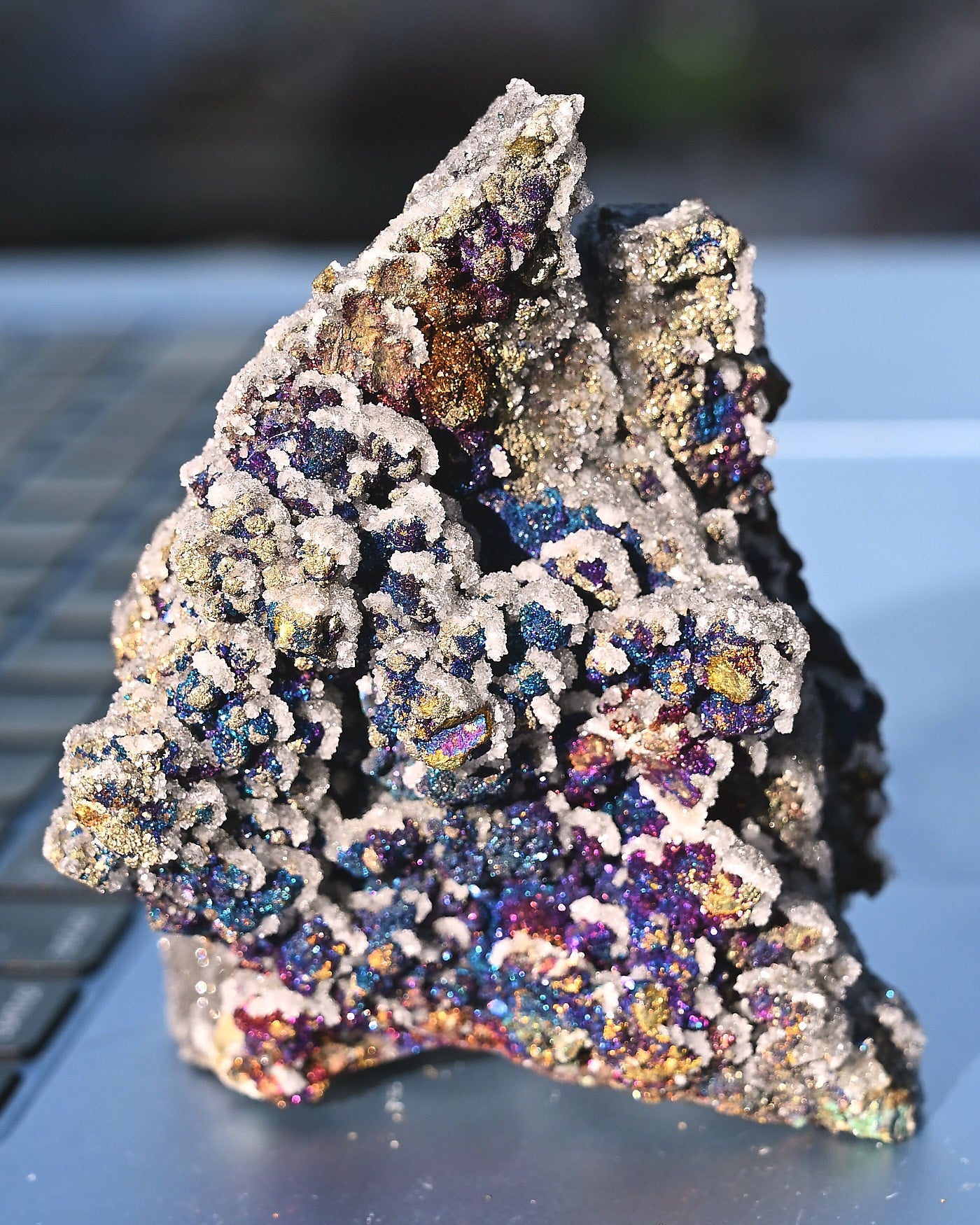 Chalcopyrite on Druzy Quartz Casteel Mine 0.925 lb