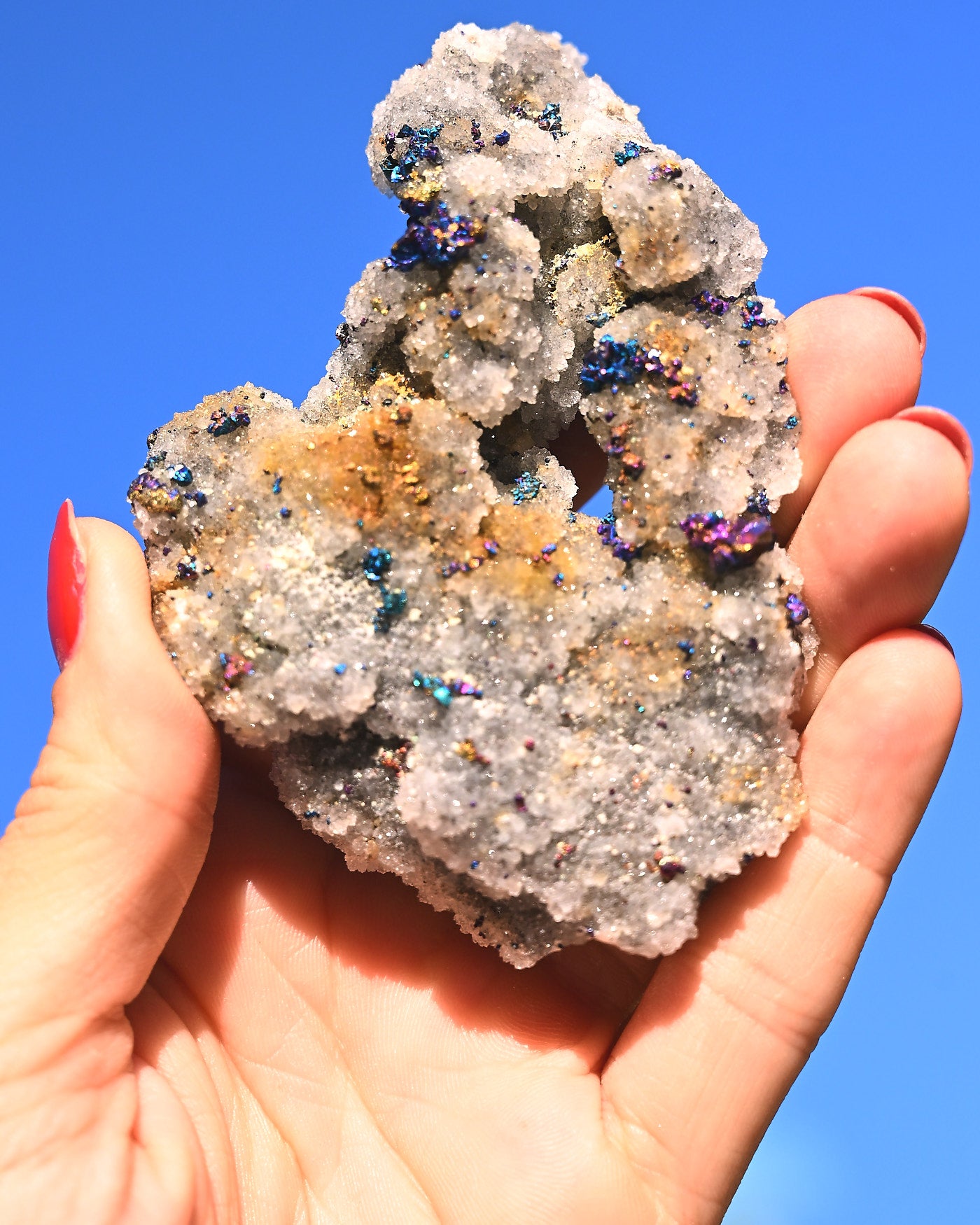 Chalcopyrite on Quartz, 0.275 lb specimen — reverse