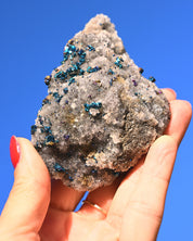 Chalcopyrite on Quartz, 0.4 lb specimen — side view