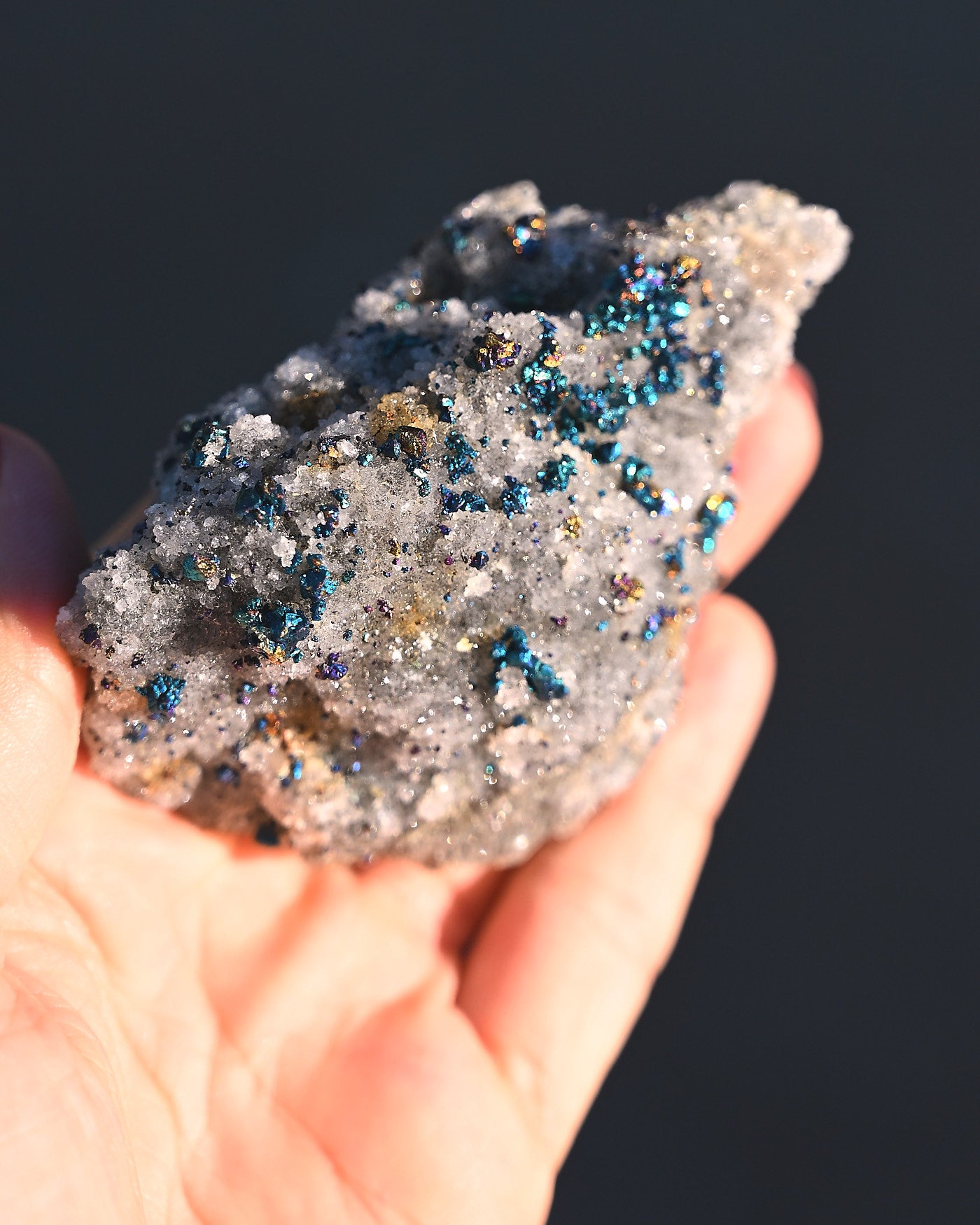 Chalcopyrite on Quartz, 0.4 lb specimen — reverse