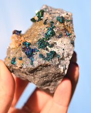 Chalcopyrite on Quartz, 0.501 lb specimen — side view