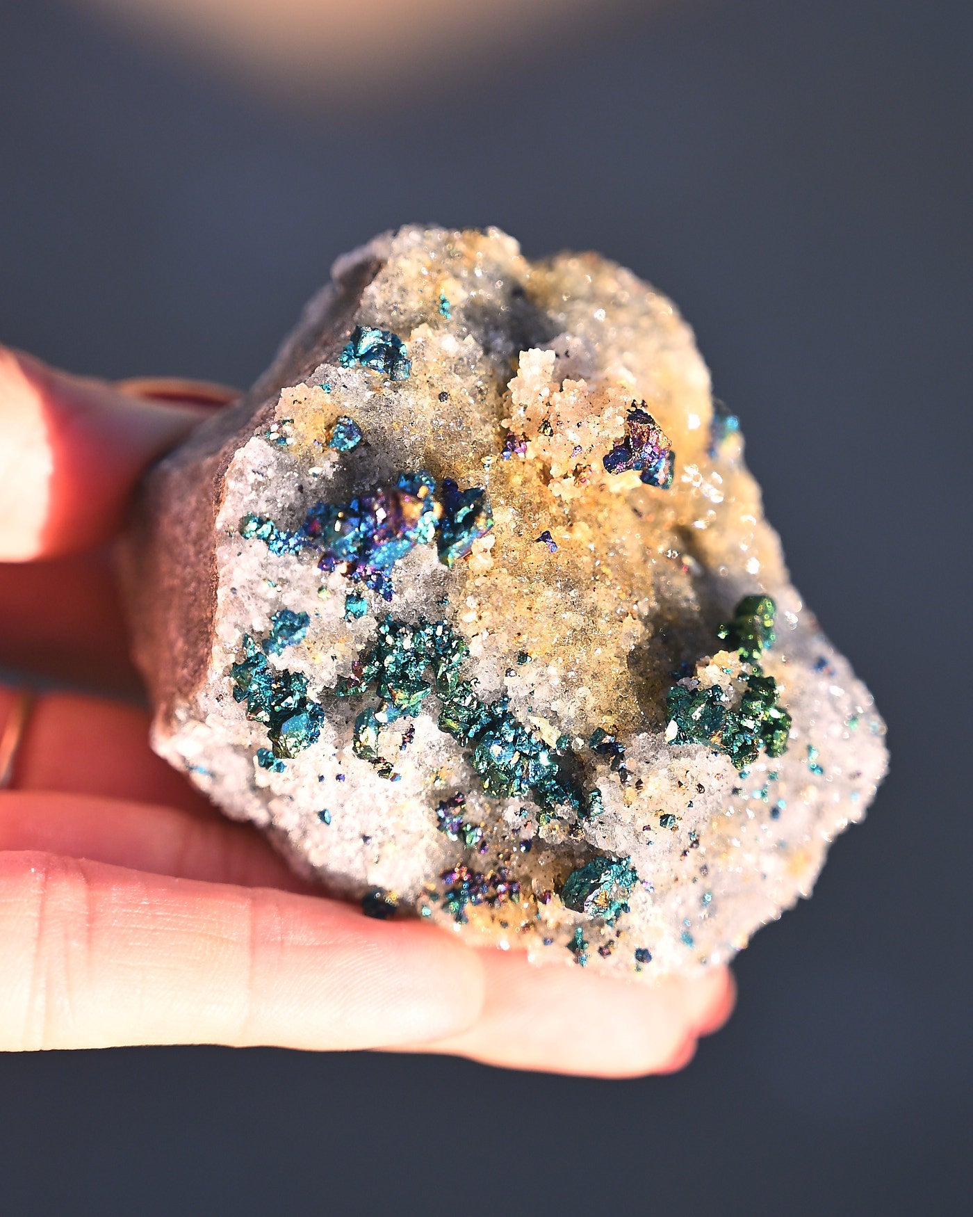 Chalcopyrite on Quartz, 0.501 lb specimen — reverse