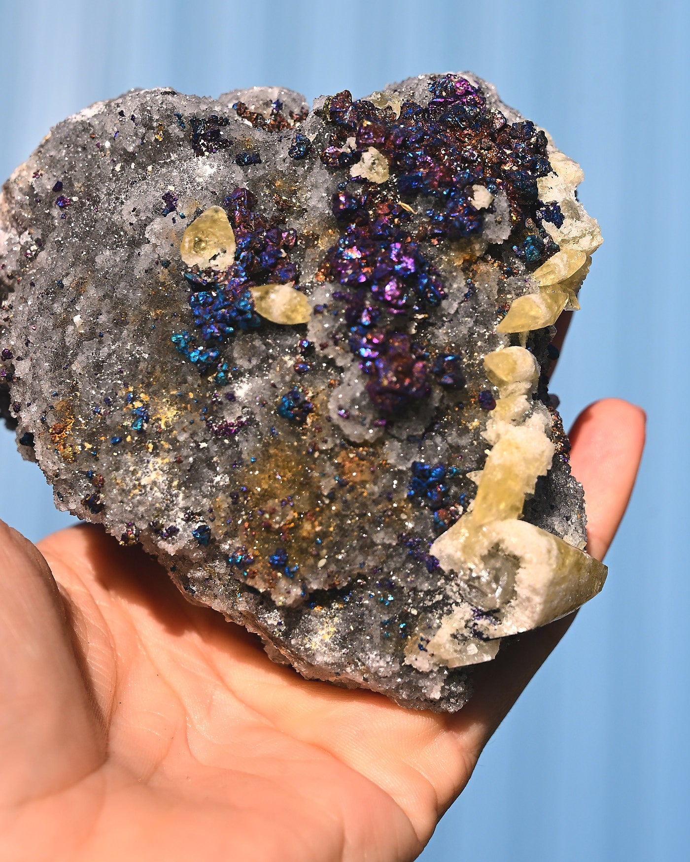 Chalcopyrite on Quartz, 1.46 lb specimen, Box C