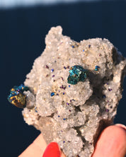 Chalcopyrite on Quartz, 0.17 lb specimen — side view