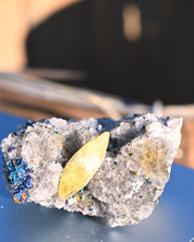 Chalcopyrite on Quartz, 0.175 lb specimen — side view