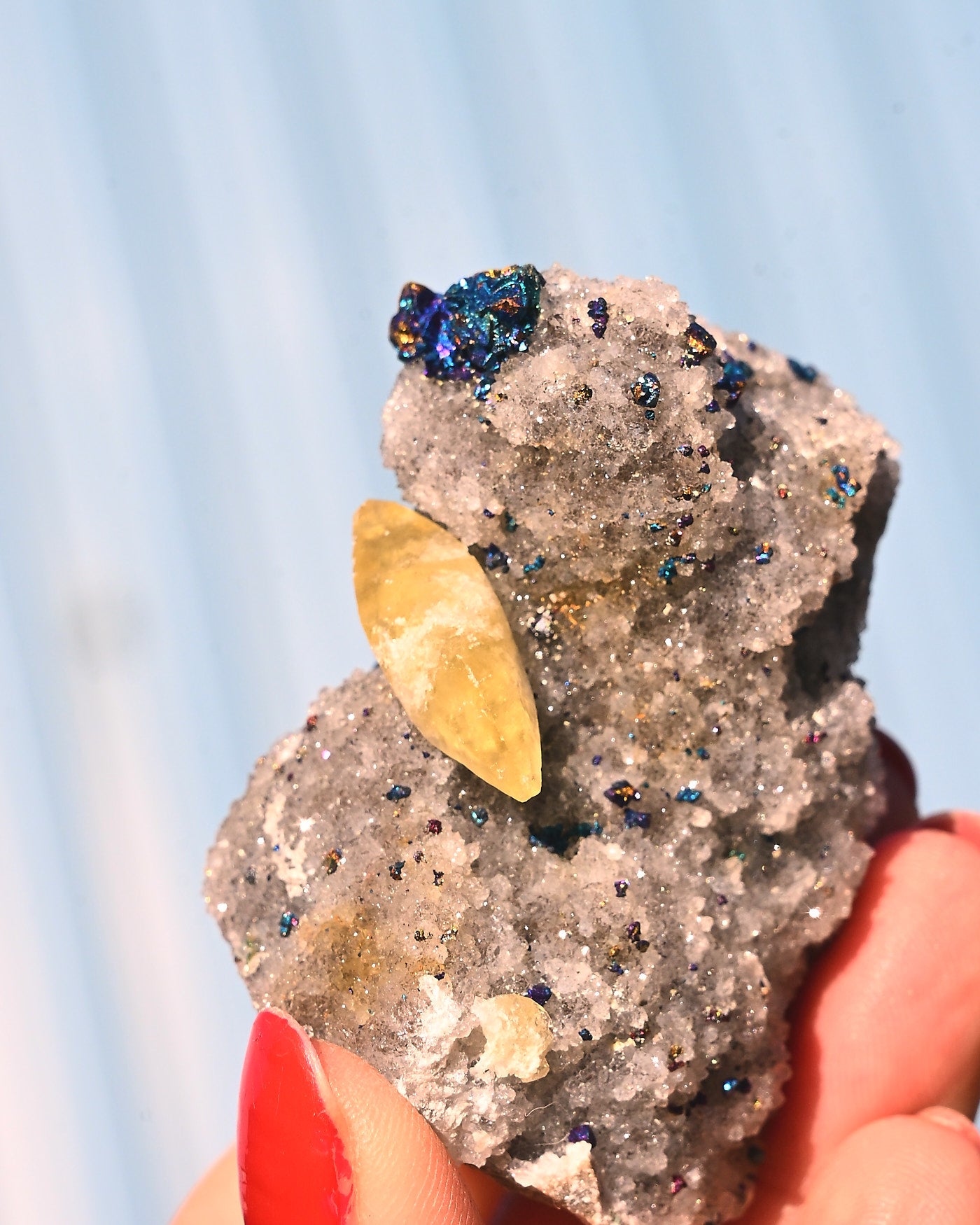 Chalcopyrite on Quartz, 0.175 lb specimen — reverse