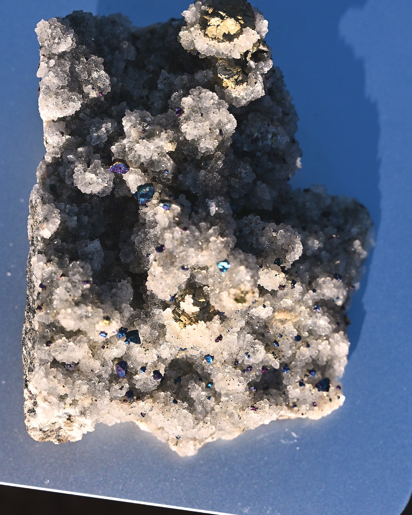 Chalcopyrite on Quartz, 0.3 lb specimen — detail