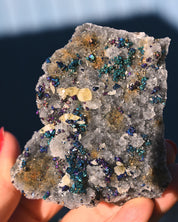 Chalcopyrite on Quartz, 0.425 lb specimen — side view
