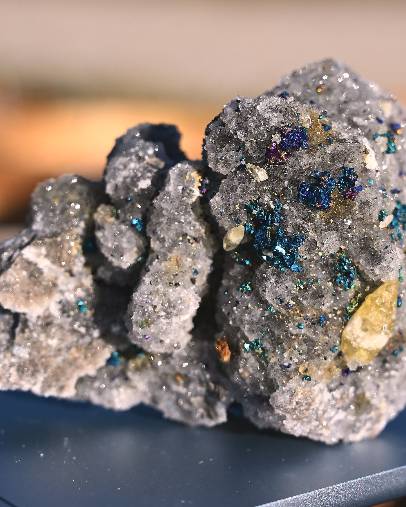 Chalcopyrite on Quartz, 0.515 lb specimen — detail