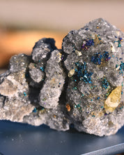 Chalcopyrite on Quartz, 0.515 lb specimen — detail