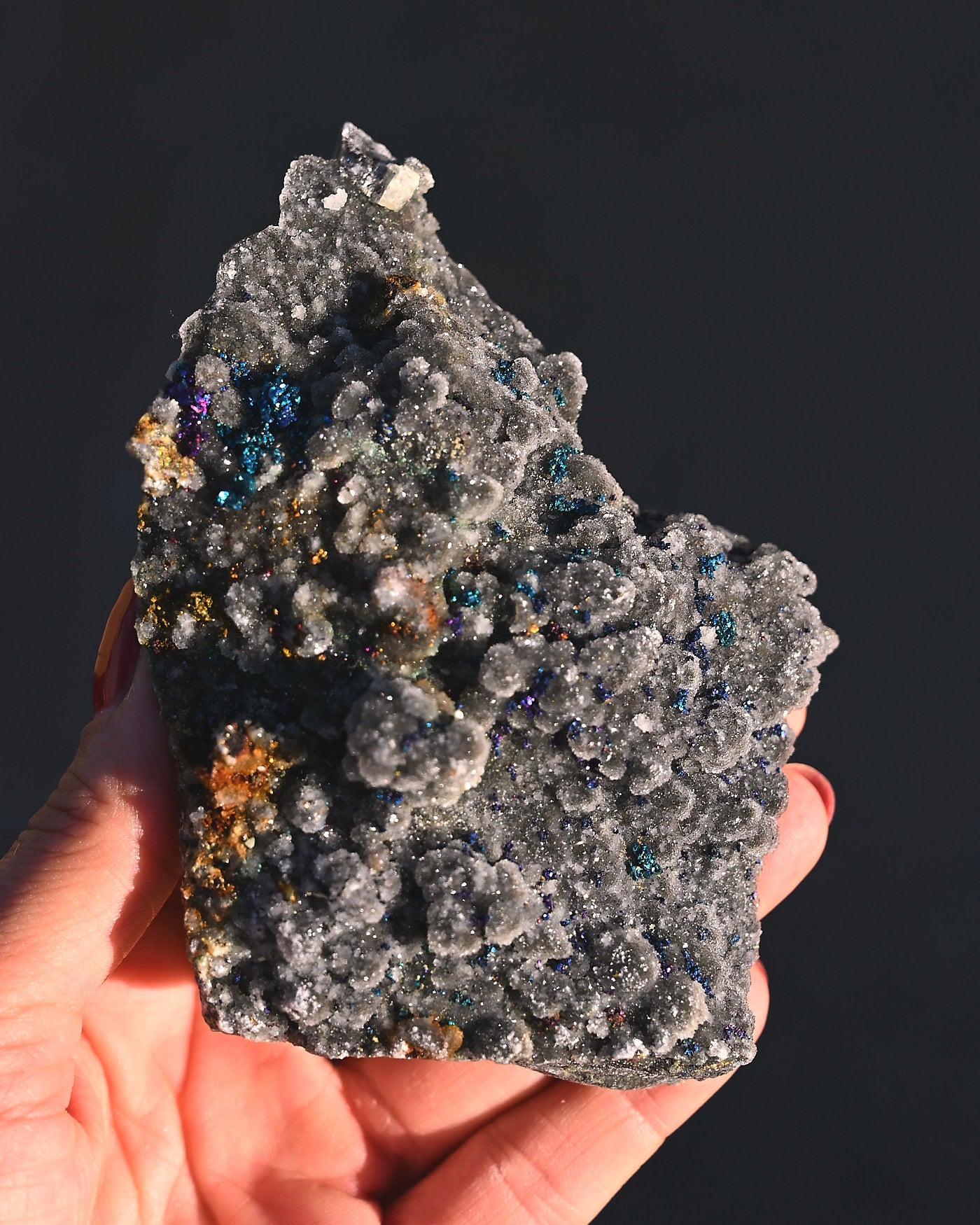 Chalcopyrite on Quartz, 0.815 lb specimen — detail