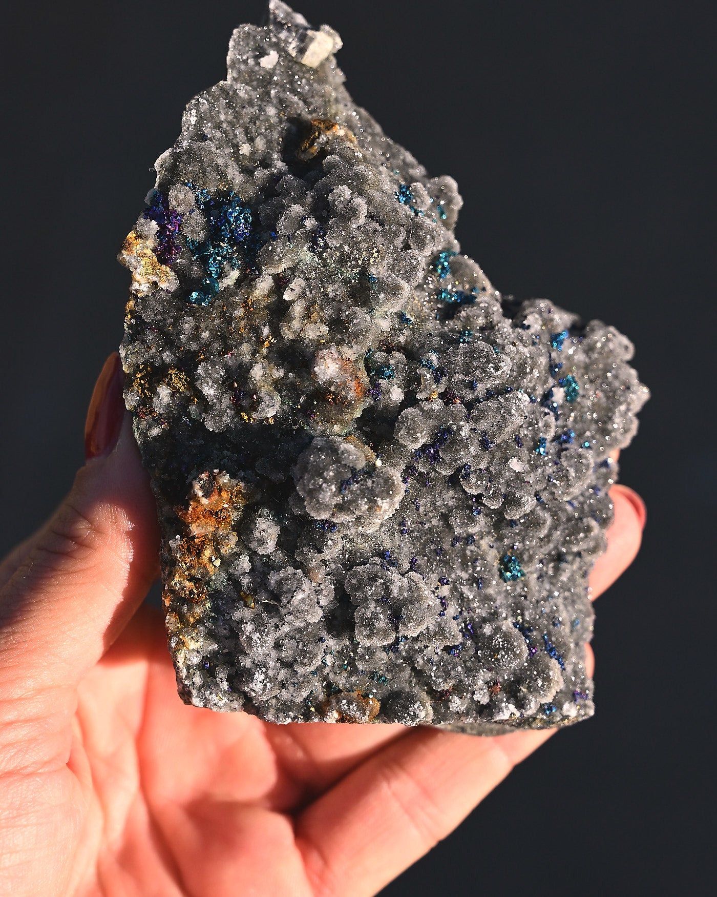 Chalcopyrite on Quartz, 0.815 lb specimen — reverse