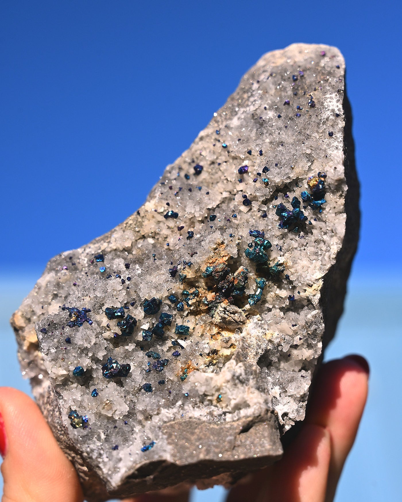 Chalcopyrite on Quartz, 1.01 lb specimen — reverse