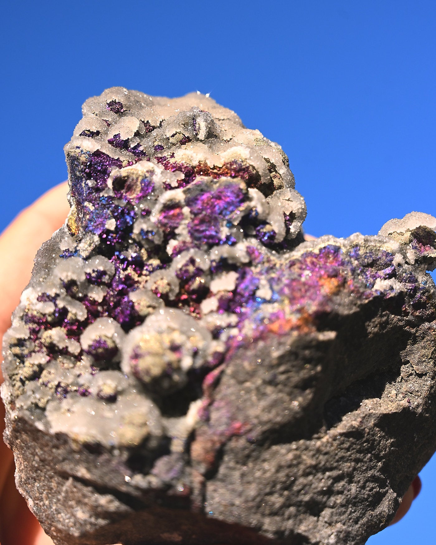 Chalcopyrite on Quartz, 1.155 lb specimen — reverse