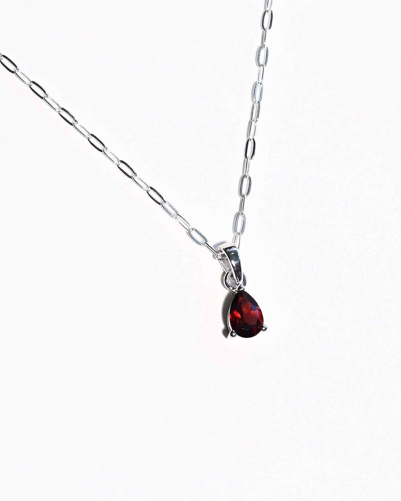 January birthstone garnet necklace, 925 sterling silver