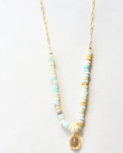 Citrine & Amazonite Paperclip Necklace