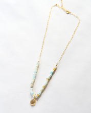 Citrine & Amazonite Paperclip Necklace