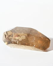Natural smoky citrine point showing double termination