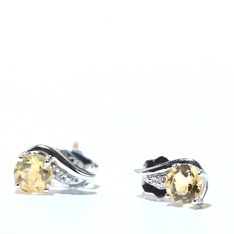 Citrine Diamond 14k Earrings