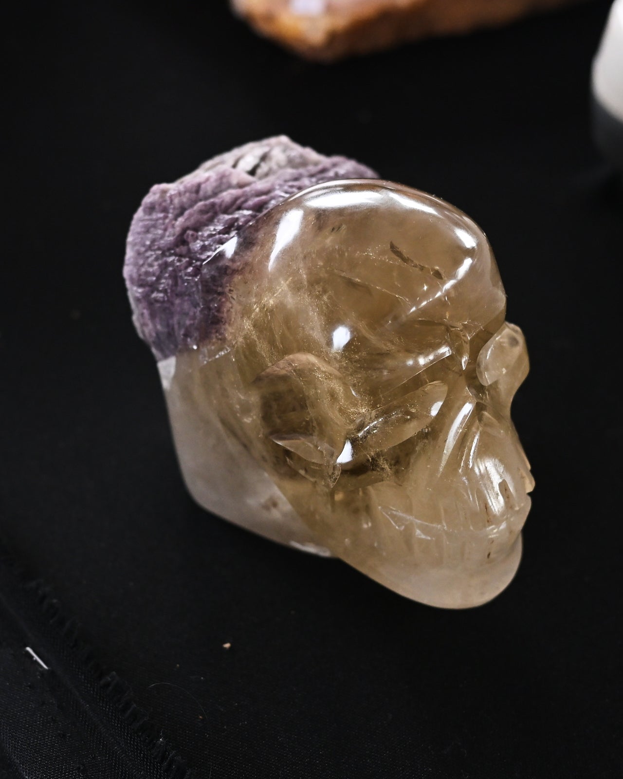 Citrine & Lepidolite Skull Carving, Brazil (1.4kg)
