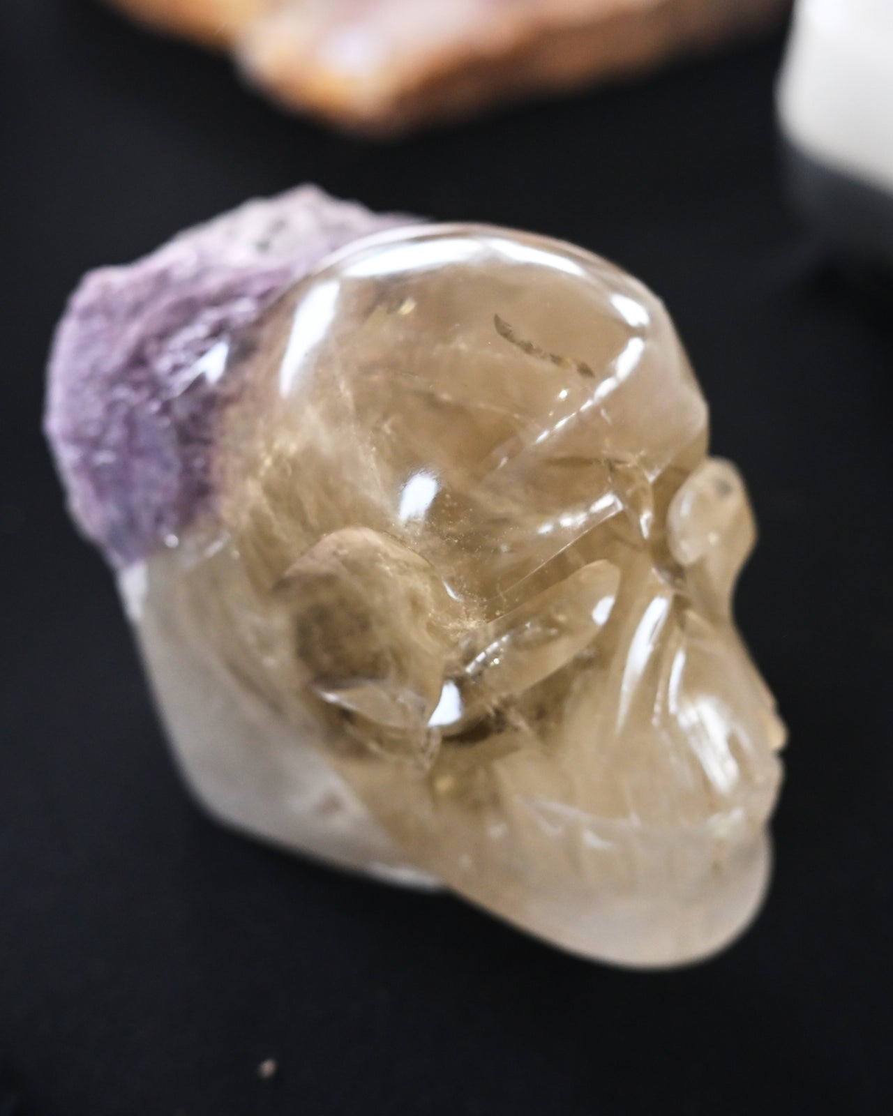 Citrine & Lepidolite Skull Carving, Brazil (1.4kg)