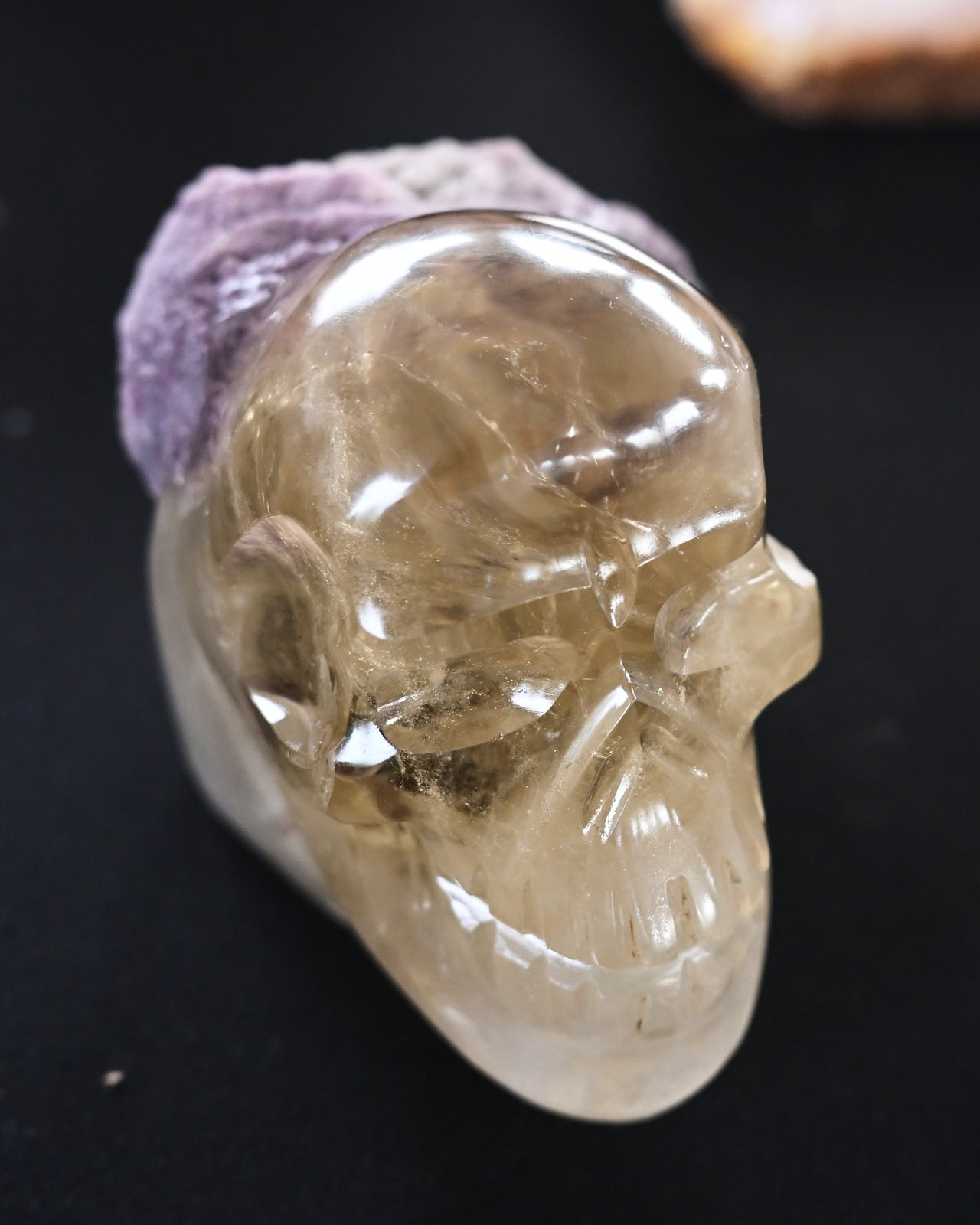 Citrine & Lepidolite Skull Carving, Brazil (1.4kg)