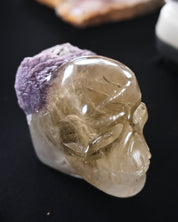 Citrine & Lepidolite Skull Carving, Brazil (1.4kg)