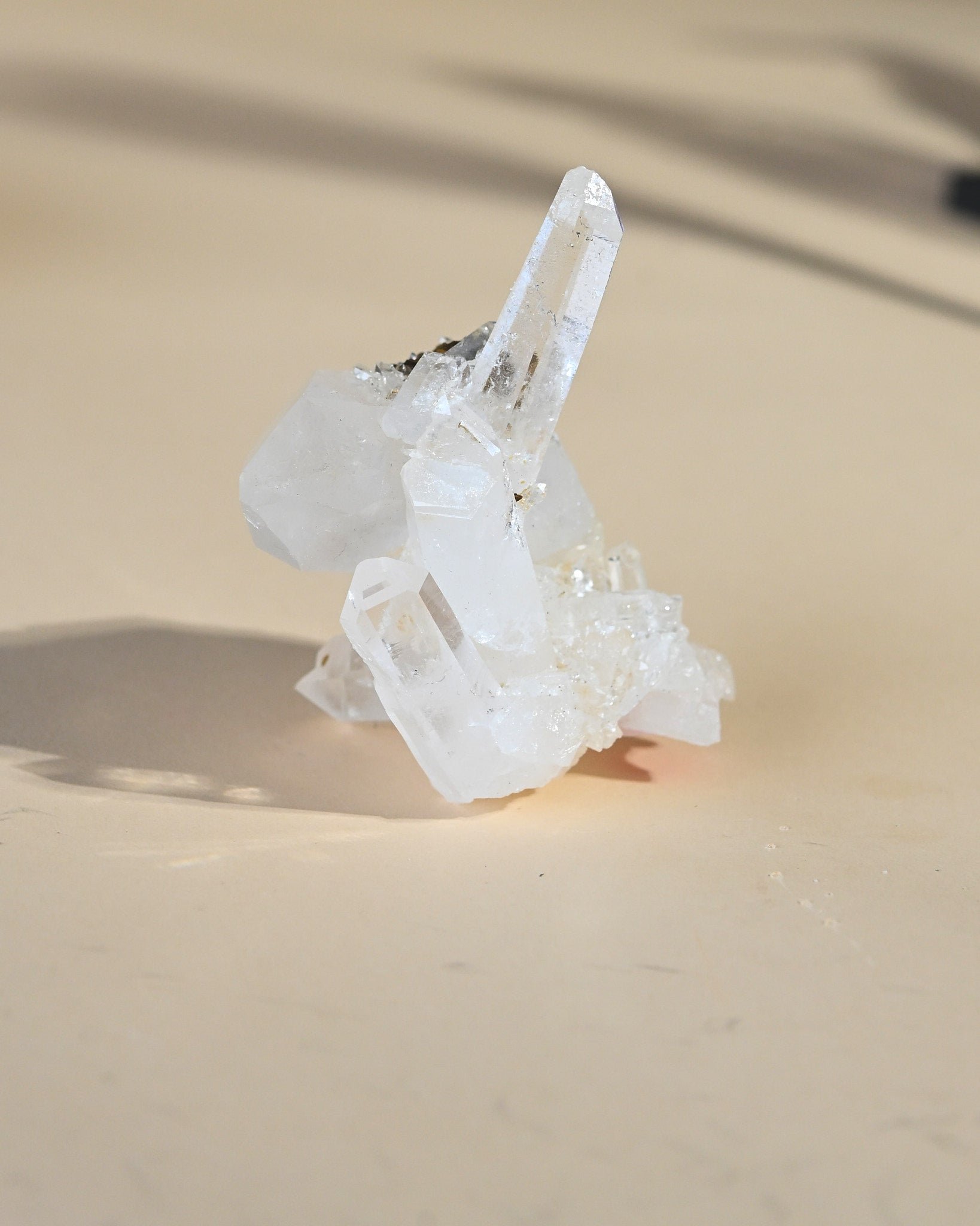 Colombian Lemurian Quartz Point - clear quartz crystal point side view
