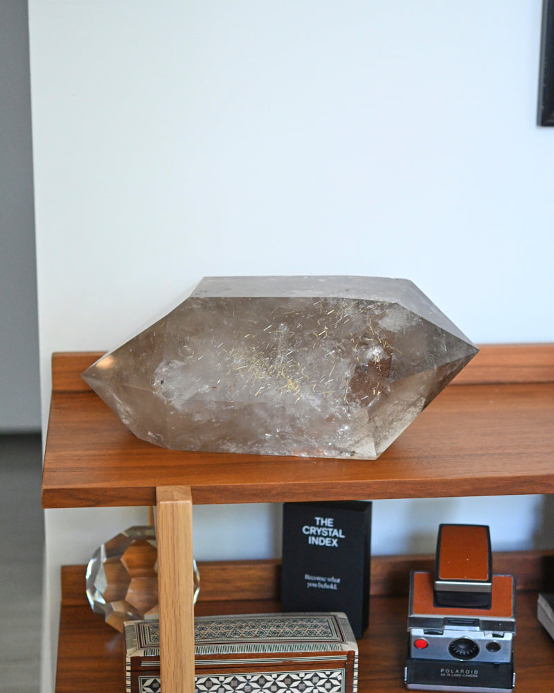 Rare Golden Rutile Smoky Quartz + Pyrite Quartz Duo | Museum-Grade Crystals